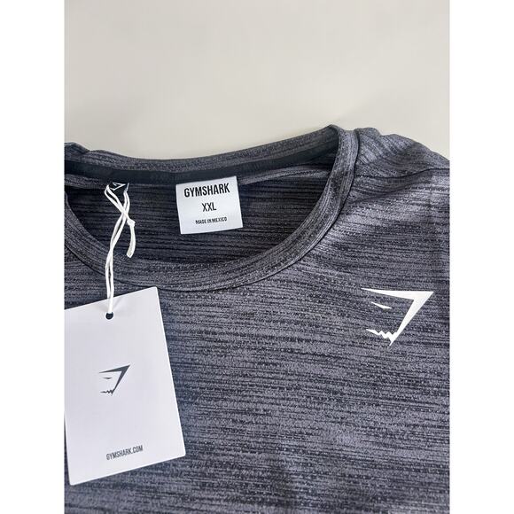 Gymshark Men’s Arrival Marl Long Sleeve T-Shirt Black Silhouette Grey Marl XXL - Picture 3 of 7